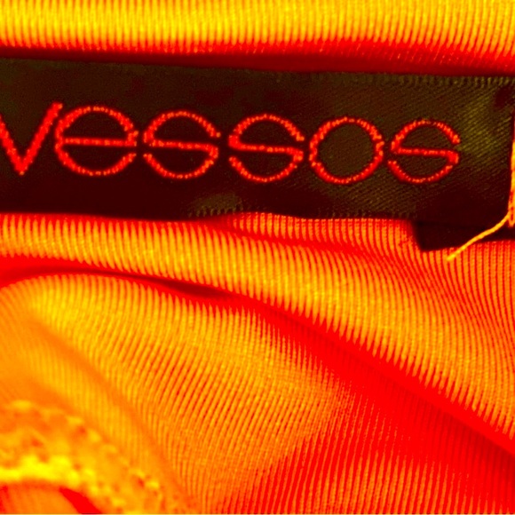 Orange VESSOS Satin Top With Gold Embroidered Accent Zipper On the Side Size M - Picture 3 of 3